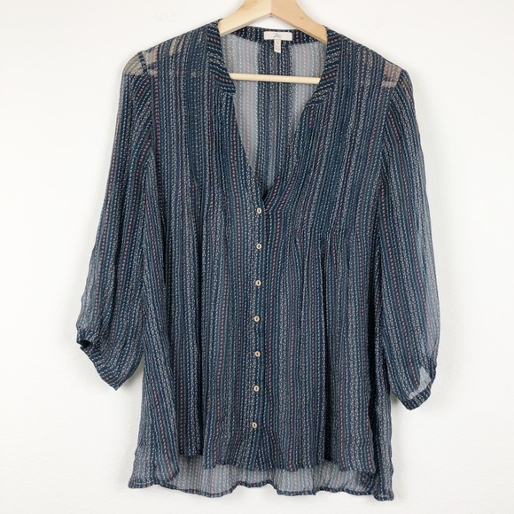 JOIE Silk Peasant Blouse Blue Floral Pattern Small - Picture 1 of 12